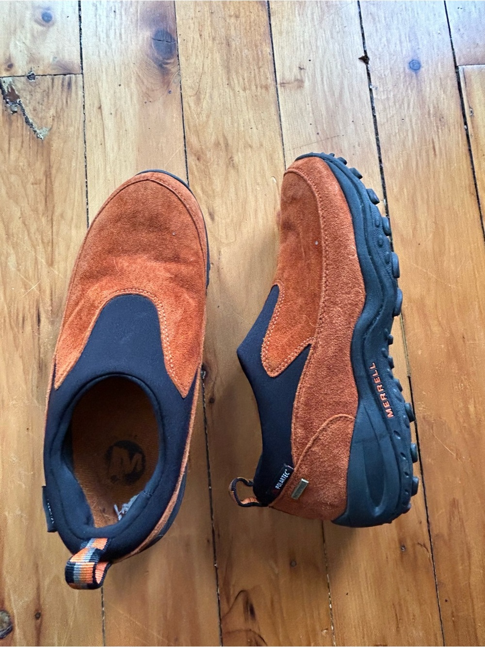 Merrell Quantum Waterproof Polartec Moc Sz 8.5 burnt copper orange